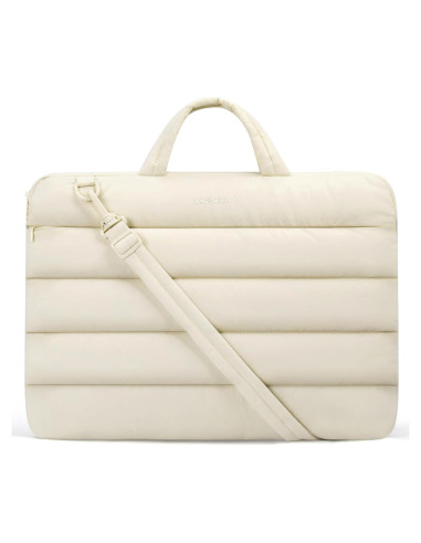 BAGSMART Funda para Laptop 13-14" Beige Acolchada y Repelente