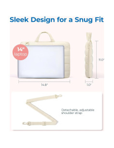 BAGSMART Funda para Laptop 13-14" Beige Acolchada y Repelente 2