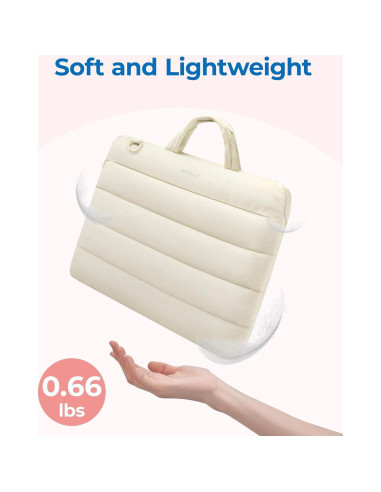 BAGSMART Funda para Laptop 13-14" Beige Acolchada y Repelente