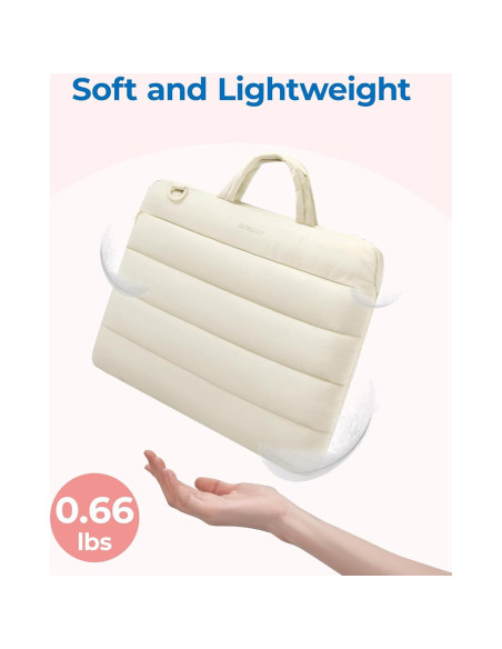 BAGSMART Funda para Laptop 13-14" Beige Acolchada y Repelente
