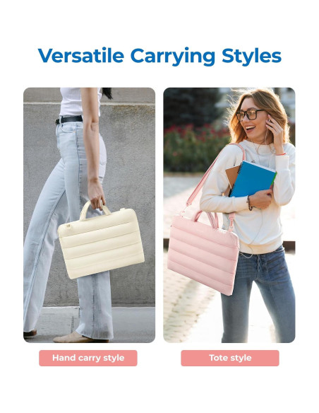 BAGSMART Funda para Laptop 13-14" Beige Acolchada y Repelente