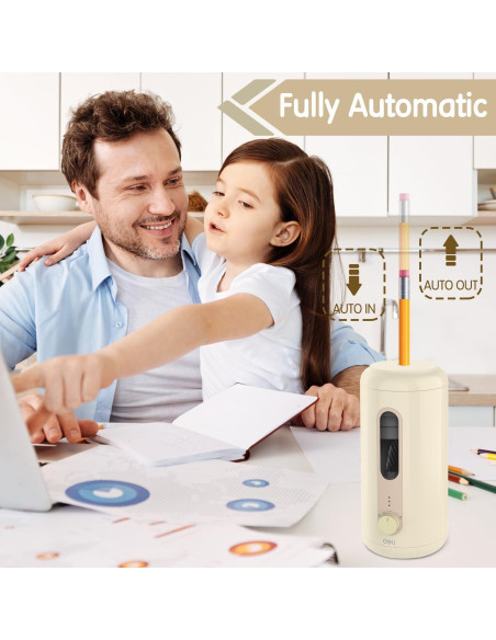 Afilador de Lápices Eléctrico Deli VA10-BG Recargable Beige