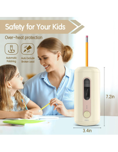 Afilador de Lápices Eléctrico Deli VA10-BG Recargable Beige