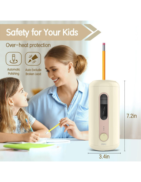 Afilador de Lápices Eléctrico Deli VA10-BG Recargable Beige