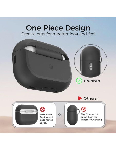 Funda de Silicona TRONWIN para AirPods Pro 2/1 - Negro