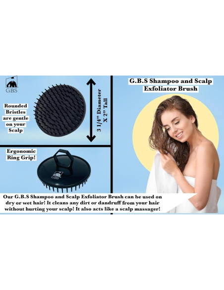 Juego de Cepillos Desenredantes G.B.S Wave - Negro - Suave para Todo Tipo de Cabello