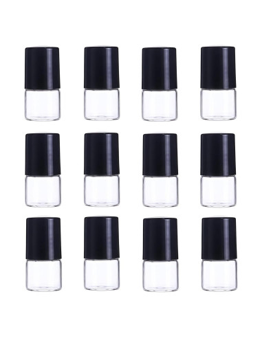 12 Mini Botellas de Vidrio Roll-on Mozff 1ml para Aceites Esenciales
