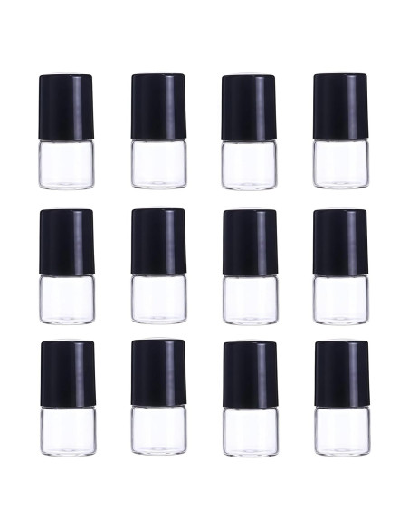 12 Mini Botellas de Vidrio Roll-on Mozff 1ml para Aceites Esenciales