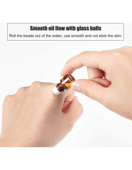 12 Mini Botellas de Vidrio Roll-on Mozff 1ml para Aceites Esenciales