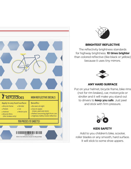 Calcomanías Reflectantes Hexágono 330 - ReflecToes - 5 Hojas