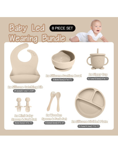 Set de Alimentación para Bebés Catvegue 8 Piezas Silicona BPA Free