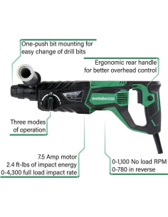 Martillo Rotativo Metabo HPT DH26PF 25.4 mm 7.5A Velocidad Variable 2