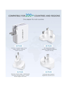Cargador de Pared USB Múltiple LENCENT 22W 4 Puertos 2
