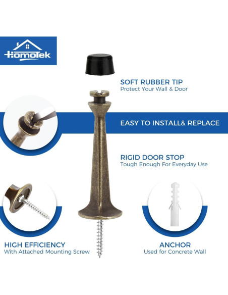 Tope de Puerta HOMOTEK Bronce Antiguo Alta Resistencia 1 Paquete