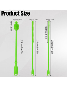 Juego de 3 cepillos de silicona PEUTIER para botellas y pajitas 2