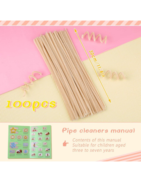 100 Limpiapipas Chenille Durazno Giwrmu para Manualidades DIY