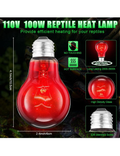 8 Bombillas de Calor Infrarrojo 100W Kittmip para Reptiles 2