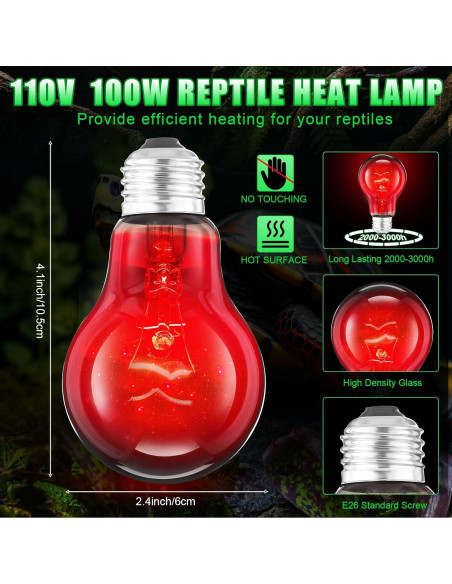 8 Bombillas de Calor Infrarrojo 100W Kittmip para Reptiles