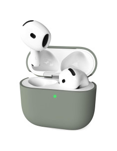 Funda de Silicona Veirrw para AirPods 4 - Gris Claro, Ligera y Protectora