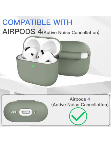 Funda de Silicona Veirrw para AirPods 4 - Gris Claro, Ligera y Protectora