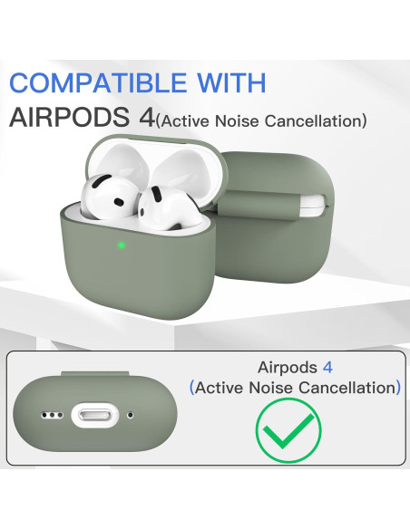 Funda de Silicona Veirrw para AirPods 4 - Gris Claro, Ligera y Protectora