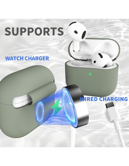 Funda de Silicona Veirrw para AirPods 4 - Gris Claro, Ligera y Protectora