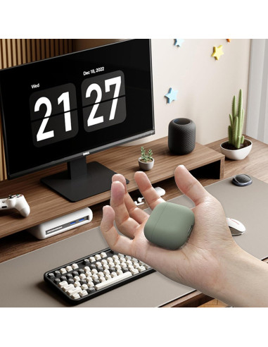 Funda de Silicona Veirrw para AirPods 4 - Gris Claro, Ligera y Protectora