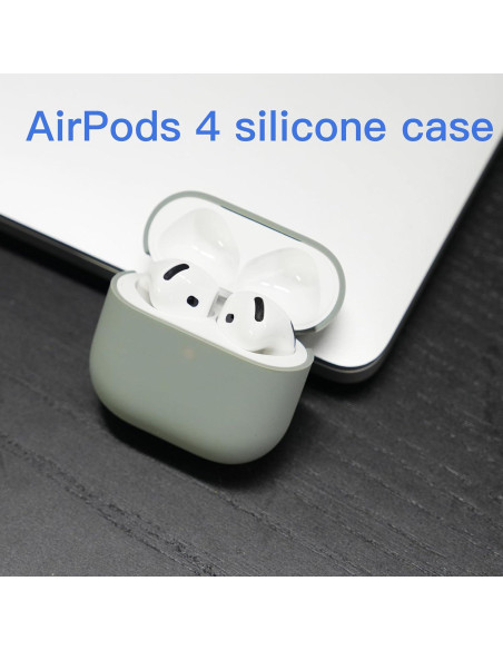 Funda de Silicona Veirrw para AirPods 4 - Gris Claro, Ligera y Protectora
