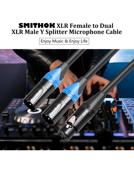 Cable Divisor XLR 0.5m Smithok Hembra a 2 Machos Profesional