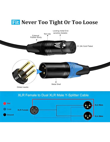 Cable Divisor XLR 0.5m Smithok Hembra a 2 Machos Profesional