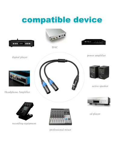 Cable Divisor XLR 0.5m Smithok Hembra a 2 Machos Profesional