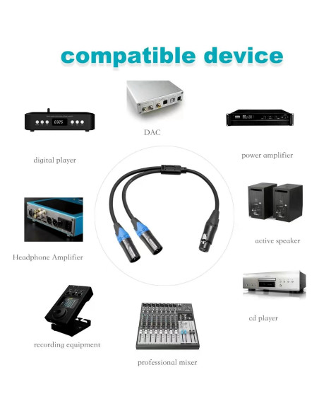 Cable Divisor XLR 0.5m Smithok Hembra a 2 Machos Profesional