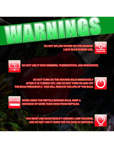 8 Bombillas de Calor Infrarrojo 100W Kittmip para Reptiles