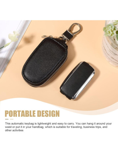 Funda de Cuero para Llave de Coche Universal Negra