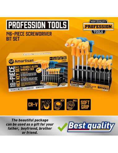 Juego de llaves allen T Amartisan 18 piezas métrico y SAE