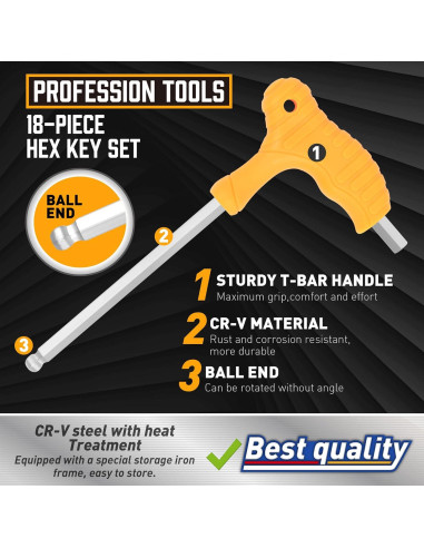 Juego de llaves allen T Amartisan 18 piezas métrico y SAE