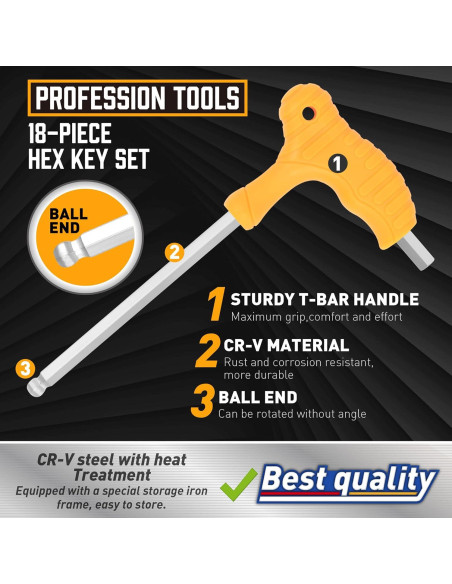 Juego de llaves allen T Amartisan 18 piezas métrico y SAE