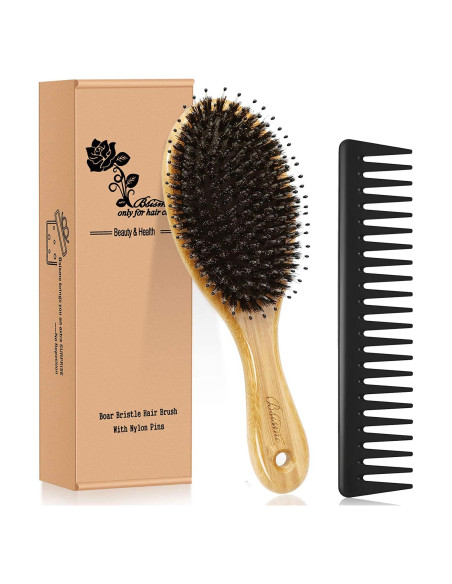 Juego de Cepillos de Cabello Bsisme con Cerda de Jabalí