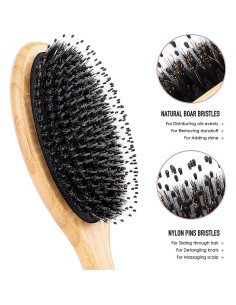 Juego de Cepillos de Cabello Bsisme con Cerda de Jabalí 2