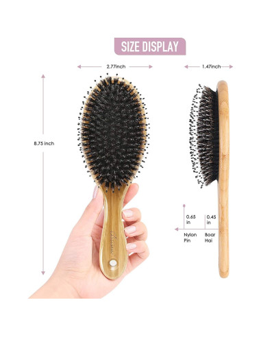 Juego de Cepillos de Cabello Bsisme con Cerda de Jabalí