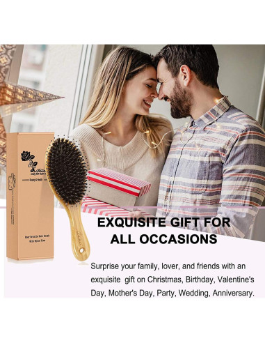 Juego de Cepillos de Cabello Bsisme con Cerda de Jabalí
