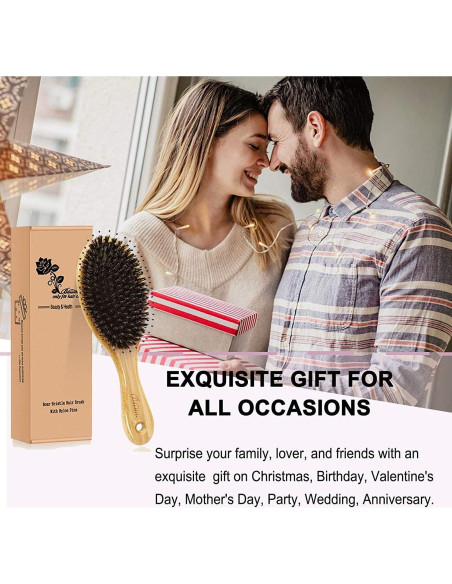 Juego de Cepillos de Cabello Bsisme con Cerda de Jabalí