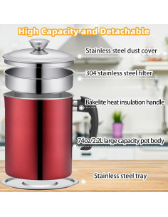 Contenedor de Grasa de Tocino Kaemi 2.2L con Colador Rojo 2