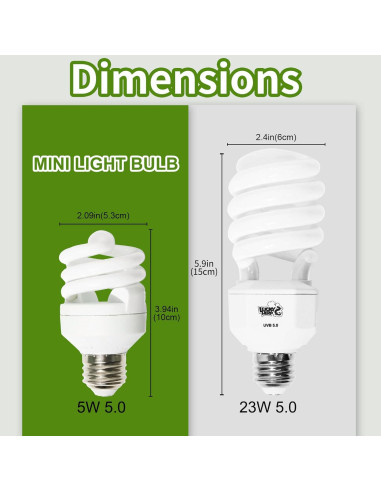 LUCKY HERP Mini Luz UVB 5.0 5W para Reptiles Tropicales