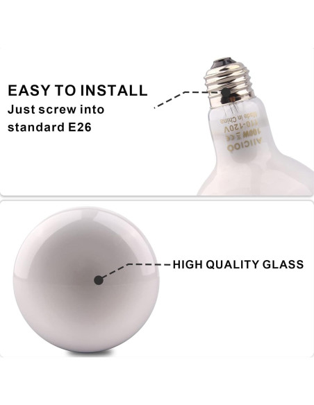 Bombilla de Calor para Reptiles AIICIOO 100W UVA Luz Diurna