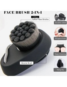 Paquete de 2 Cepillos Faciales Leeshine 2 en 1 Silicona y Cerdas 2