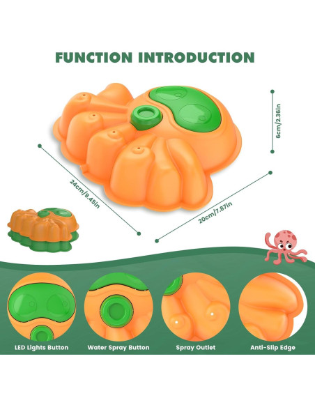 Aspersor de Agua 2-en-1 Uarzt Pulpo Brillante con Luz LED