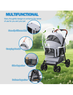 Carrito Plegable para Mascotas Dec-Mec hasta 15 kg Gris 2