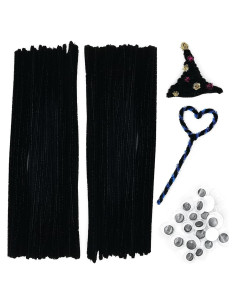 Set de 200 Limpiapipas Negros Cldamecy con 20 Ojos Móviles