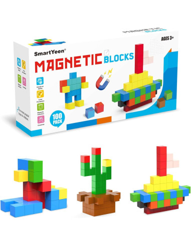 Bloques Magnéticos SmartYeen 100pcs Juguetes STEM 3-8 años